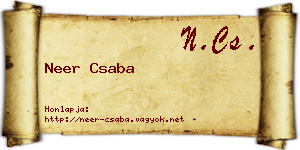 Neer Csaba névjegykártya